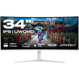 JAPANNEXT - JN-IPS34Q-HC6-W - Curved Monitor - Wit - 34 inch - UWQHD (3440x1440) - HDR & KVM