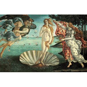 MyHobby Borduurpakket – Geboorte van Venus van Botticelli 60×40 cm - Aida borduurstof 5,5 kruisjes/cm (14 count) - Telpatroon - Borduurgaren - Borduurnaald - Handleiding - Voor Beginners & Gevorderden - Complete borduurset
