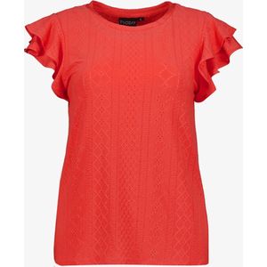 TwoDay dames T-shirt met ruches koraal - Roze - Maat S