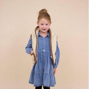 Kids Vest Wool Brown Hooded - Zipper