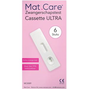 Mat Care zwangerschapstest Thuistest Cassette Ultra - vroege zwangerschapstesten - extra gevoelig - 6 stuks