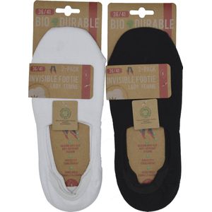 Dames invisible sneakersokken - 4 paar footie BIO KATOEN - maat 36/41 - NAADLOOS, met strechtband en anti-slip achteraan