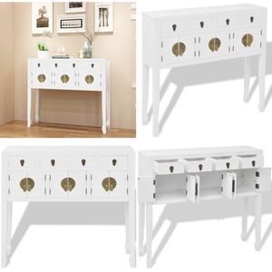 vidaXL Dressoir Chinese stijl massief hout wit - Dressoir - Dressoirs - Kastje - Kastjes