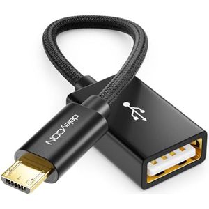 USB 2.0 OTG Adapterkabel - Micro-USB naar USB-A - Smartphone en Tablet Verbinden met USB-Stick - 10 cm