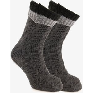 1 paar heren huissokken met antislip grijs - Maat 47/49