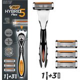 BIC - Hybrid 5 Flex - Scheermesjes - 1 Handgreep + 3 Navullingen - Titanium Coating