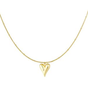 Ketting - goud kleurig - verstelbaar - 40 t/m 45 cm - stainless steel - hartjes ketting - trend - verkleuren niet -