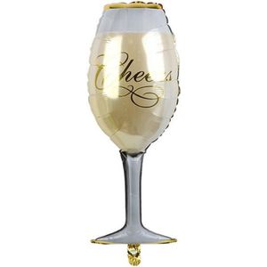 Folie ballon Champagne Glas, Goud, Verjaardag, Happy Birthday, Feest, Party, Wedding, Decoratie, Versiering