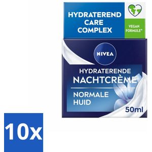 10 x NIVEA - Nachtcrème - Essentials Hydraterend - Voor normale tot gemengde huid - Met Lotusextract, Waterlelie-extract, Vitamine E & Provitamine B5 - 50 ml - Nachtcrème - Hydraterende Crème - Huidverzorging - Huidhydratatie - Crème Voor Gezicht