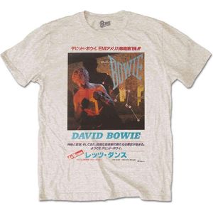 David Bowie - Japanese Text Heren T-shirt - XL - Creme