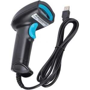 1D/2D QR-barcodelezer Handheld 360 ° USB Bedraad Valbestendig voor POS-systeemdetectie Winkel Supermarkt Magazijn (Zwart en blauw) - Barcodescanner