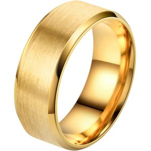 Despora - Ring (glad) - Ringen - Ring Dames - Ring Heren - Goudkleurig RVS - (20.00 mm / maat 63)