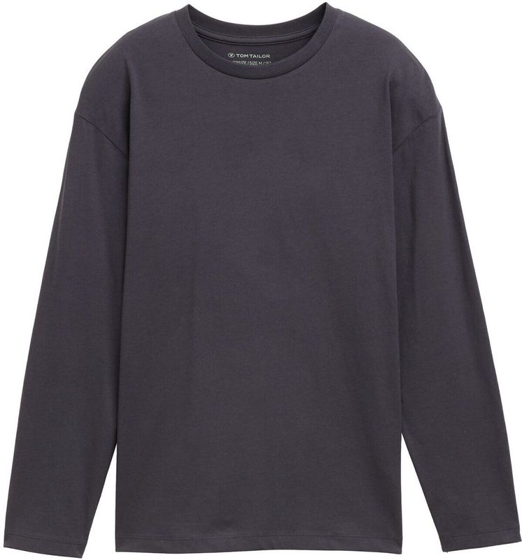 TOM TAILOR - Shirt - Donkergrijs - Oversized - Lange Mouw