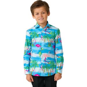 OppoSuits SHIRT LS Flaminguy Boys - Kids Carnavals Overhemd - Zomer Shirt - Mix Kleur - Maat 6 Jaar