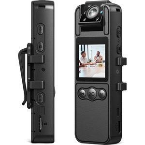 Bodycam lichaamscamera 1080p lichaamscamera 6 uur video-opname - statief voor bewaking inbegrepen - draagbare videocamera voor service- en leveringsgegevens.