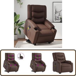 vidaXL Sta-op-massagestoel - Verstelbaar - Kunstleer - Bruin Verstelbare Stoel - Massageruimte - Elektrisch Bedienbaar - Ergonomische Stoel - Sta Op Stoel