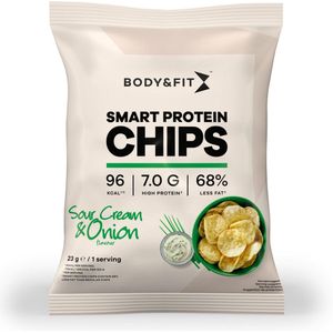 Body & Fit Smart Chips - Proteïne Chips - Minder vet - Eiwitrijk - 1 box (12 zakjes) - Sour Cream & Onion