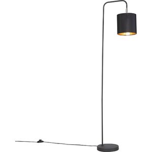 QAZQA lofty - Moderne LED Smart Vloerlamp | Staande Lamp met kap incl. wifi - 1 lichts - H 140.5 cm - Zwart - Woonkamer | Slaapkamer