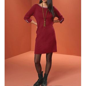 Designer Gebreide Jurk, Donkerrood, Maat 36 (Tijdelijk met Cadeau)