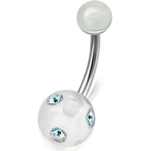Luxe Kristallen Stalen Navelpiercing met steentje