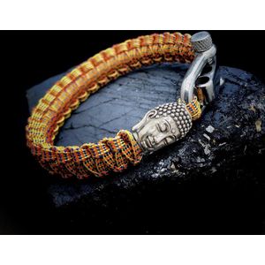 Paracord Armband met 925 Zilveren 3D Buddha Bedel (Spacer) van 12 gram Zilver, Stainless Steel (RVS) slot verstelbaar in 3 maten .