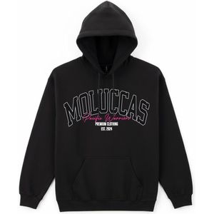 Moluccas Hoodie Zwart Unisex - Pacific Warriors Roze - Molukken Streetwear