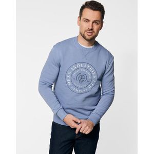 Crew Neck Sweatshirt With Print Mannen - Denim Blauw - Maat XXL