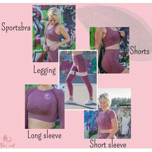 AANBIEDING - 5 piece sportset - Legging -Shorts - Crop top- long sleeve - Crop top - short sleeve - Sport BH - sporttop. MAAT L