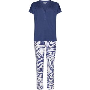 Pastunette Premium Pyjama Marble - Blauw/Wit - Viscose - Maat 44