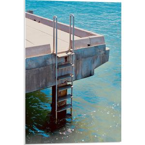 WallClassics - PVC Schuimplaat- Wit Trapje in Helderblauwe Oceaan - 50x75 cm Foto op PVC Schuimplaat