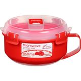 Sistema Microwave Ontbijtkom - Magnetron bakje met deksel - Met stoomklep - Rood - 850ml