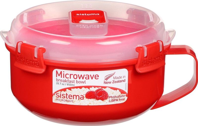 Sistema Microwave Ontbijtkom - Magnetron bakje met deksel - Met stoomklep - Rood - 850ml