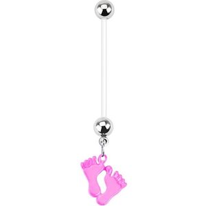 Zwangerschaps navelpiercing voetjes roze ©LMPiercings