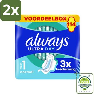 Always - Maandverband - Normal - Met Vleugels - Maat 1 - 114 Maandverband - Voordeelverpakking - 2 stuks - Maandverband - Maandverband met vleugels