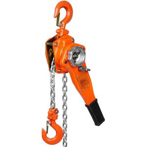 Kettingtakel met handmatige hendel, 3/4 ton, 1650 lbs draagvermogen, 5 voet lange kabel, G80 gegalvaniseerd koolstofstaal, Weston dubbele palrem, automatische kettinggeleider, 360° draaibare haak, voor garage, fabriek, dok