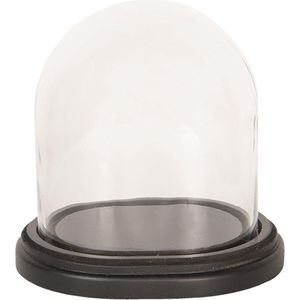 Clayre & Eef Stolp 18x15x18 cm Bruin Hout Glas Ovaal Glazen Stolp