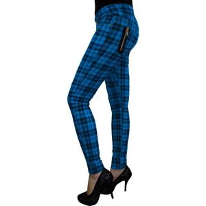 Banned - CHECK Skinny fit broek - S - Blauw