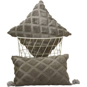 Josoft- Kussenhoes 45x45cm-50x30cm Fluffy- Taupe/Grijs-