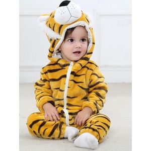 Budino Baby Romper Pyjama Onesie Tijger - Bruin - maat 80