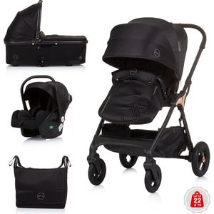 Chipolino Infinity Opvouwbare 3-in-1 Kinderwagen met Reiswieg & Autostoel Obsidian