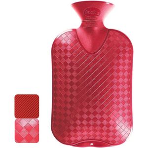 Warmwaterzak 2 Liter Geribbeld - Cranberry Kleur