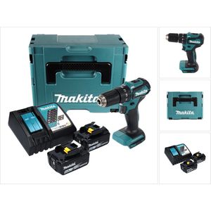 Makita DHP 483 RGJ accu klopboormachine 18 V 40 Nm + 2x accu 6.0 Ah + lader + Makpac