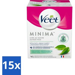 Veet - Warme Wax - Orientaalse Ontharings Wax - Minima - Groene Thee - 250ml - Bulkverpakking - 15 stuks