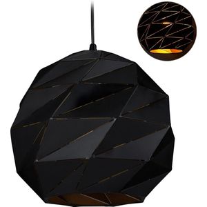 relaxdays hanglamp - 1-lichts - plafondlamp - industriele lamp - metaal - E27 - zwart