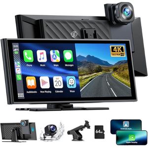 Equivera Carplay Scherm - Carplay Scherm - Carplay Monitor - Draagbare Carplay Scherm - Draadloze Scherm voor Carplay - Autoscherm - Apple Carplay - Android Carplay - Touchscreen Display - Dashcam