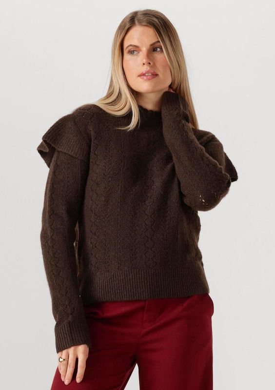 Object Objpaola Lo Knit Pullover Truien & vesten Dames - Sweater - Hoodie - Vest- Bruin - Maat XS