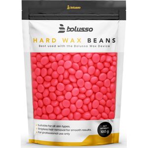 Bolusso - 100g Wax Bonen - Stawberry Aarbei - Professionele Hars Bonen - Voor Gehele Lichaam - Wax Parels - Ontharen Zonder Strips - Snel Resultaat - Wax Korrels - Effectiefst Met Het Bolusso Wax Apparaat
