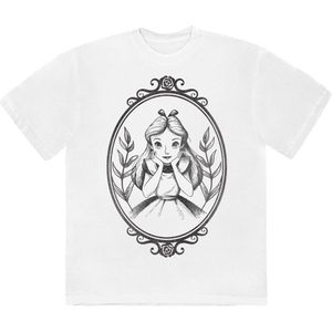Disney - Alice In Wonderland Alice Pose Border Heren Tshirt - S - Wit
