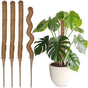 Relaxdays mosstokken set - plantenstokken 60 cm - mospalen - flexibel - kokoks en jute - Pak van 5