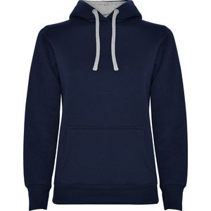 Donker Blauwe dames Hoodie met Grijze binnenzijde capuchon en koord Urban merk Roly maat L